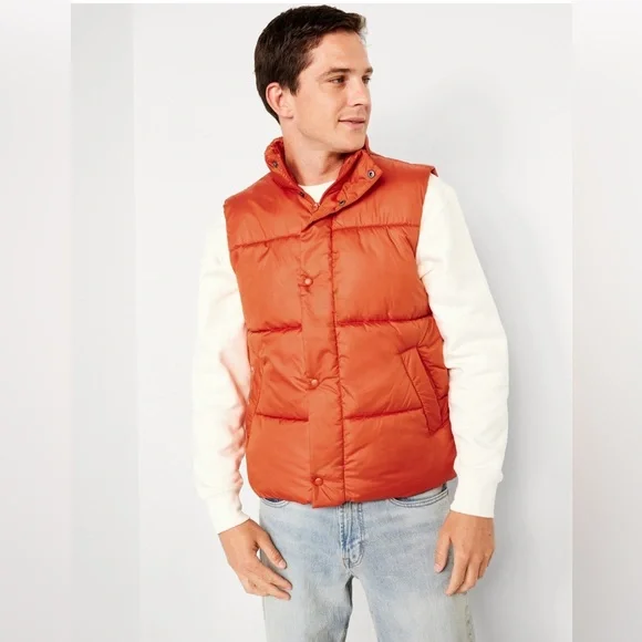 OLD NAVY Water-Resistant Puffer Vest- Orange - XL - NWT - Picture 2 of 7